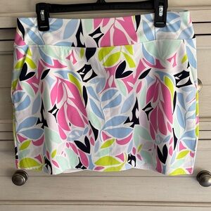 Tommy Bahama 16” Pink and Green Leaf Print Mini Skirt